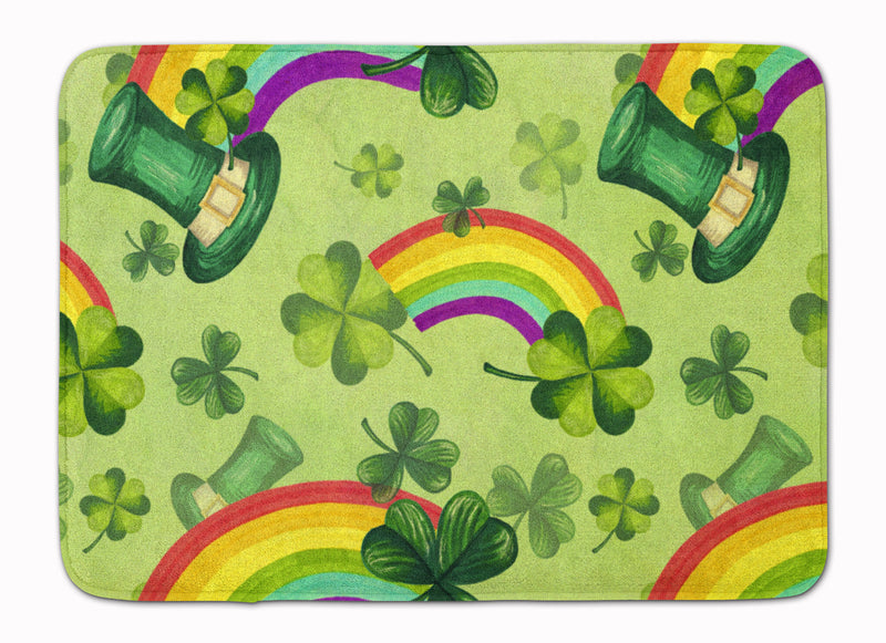 Watercolor St Patrick's Day Lucky Leprechan Machine Washable Memory Foam Mat BB7560RUG