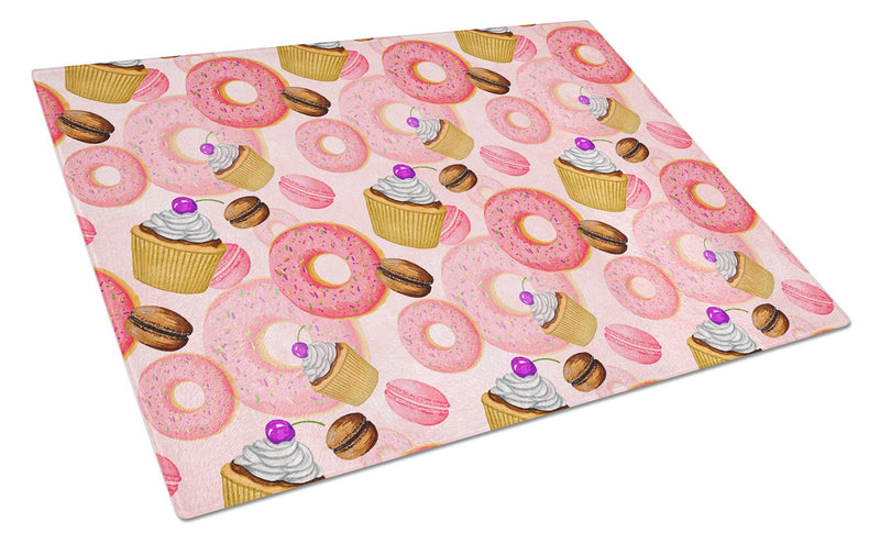 Watercolor Sweet Pastries Glass Cutting Board Large BB7562LCB