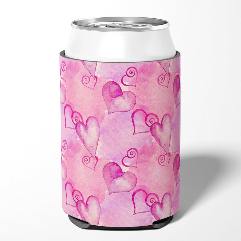 Watercolor Hot Pink Hearts Can or Bottle Hugger BB7564CC