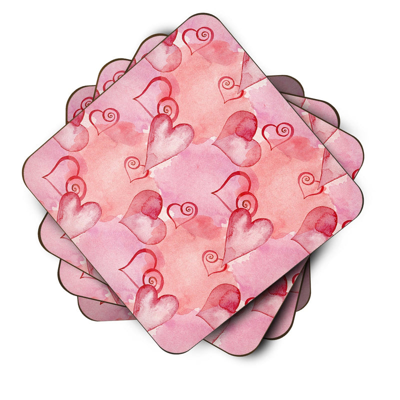 Watercolor Red Hearts Foam Coaster Set of 4 BB7565FC