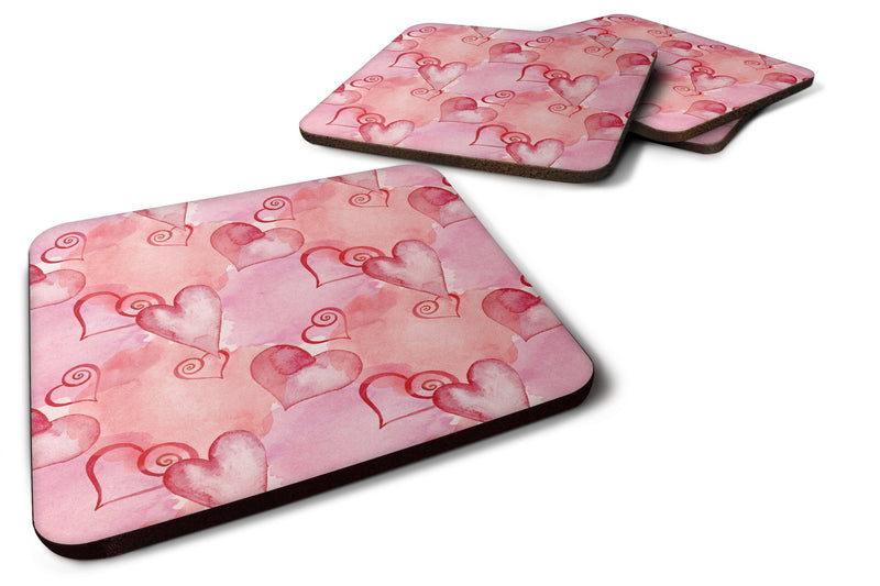 Watercolor Red Hearts Foam Coaster Set of 4 BB7565FC