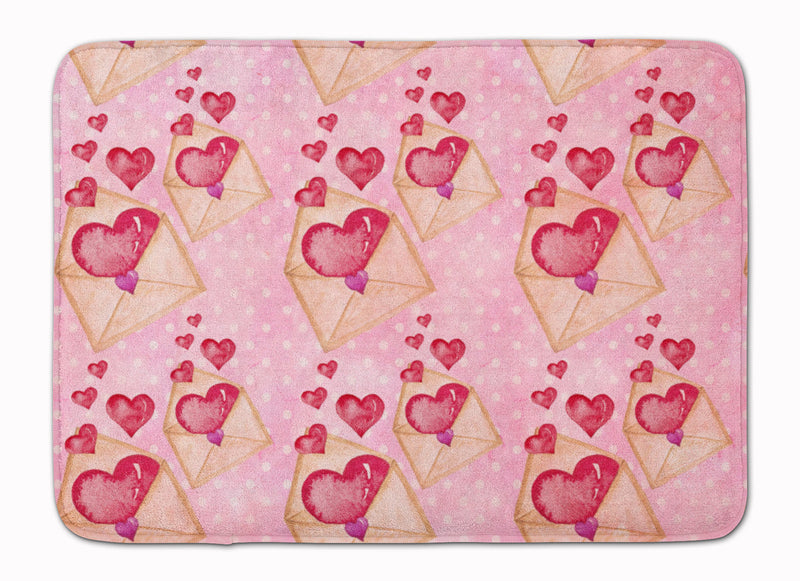 Watercolor Pink Love Letter Machine Washable Memory Foam Mat BB7568RUG