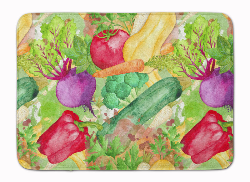 Watercolor Vegetables Farm to Table Machine Washable Memory Foam Mat BB7572RUG