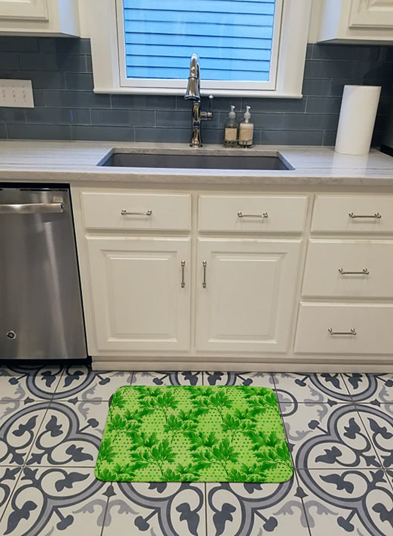 Watercolor Parsley Machine Washable Memory Foam Mat BB7573RUG