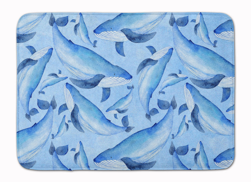 Watercolor Nautical Whales Machine Washable Memory Foam Mat BB7575RUG