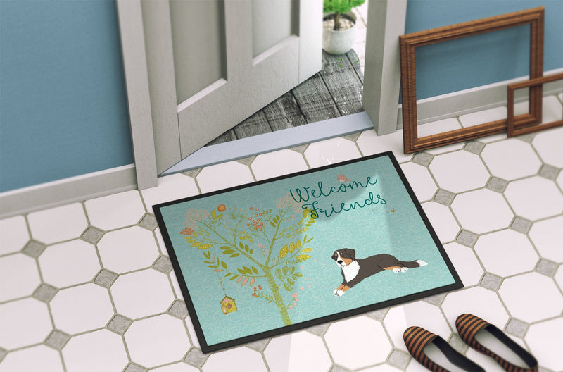 Welcome Friends Bernese Mountain Dog Indoor or Outdoor Mat 24x36 BB7579JMAT