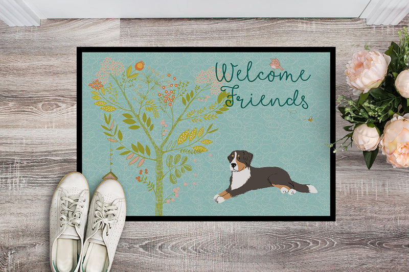 Welcome Friends Bernese Mountain Dog Indoor or Outdoor Mat 18x27 BB7579MAT