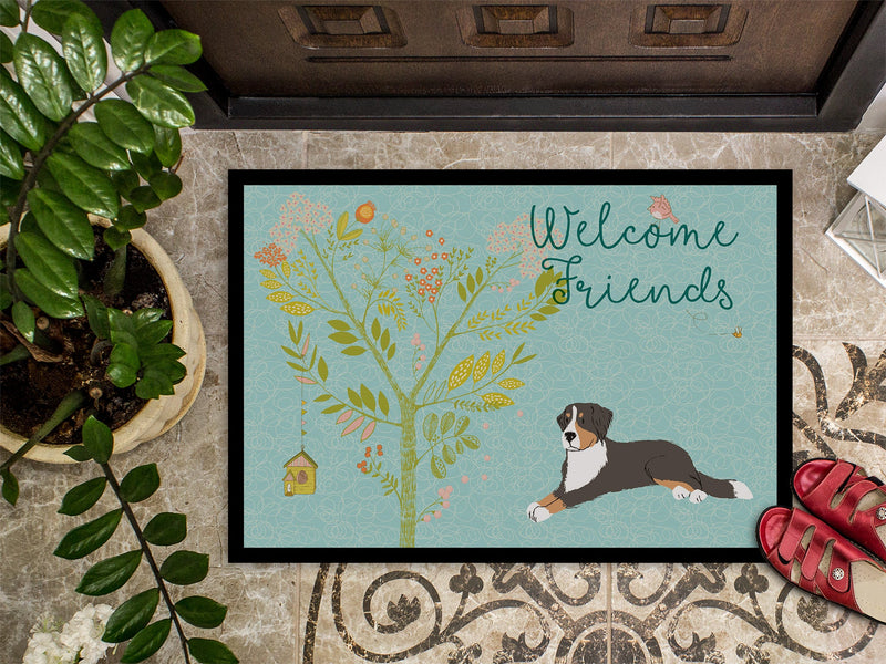 Welcome Friends Bernese Mountain Dog Indoor or Outdoor Mat 18x27 BB7579MAT