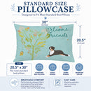 Welcome Friends Bernese Mountain Dog Standard Pillowcase Lightweight Super Soft Easy Care Decorative Artwork Pillowcase, Standard