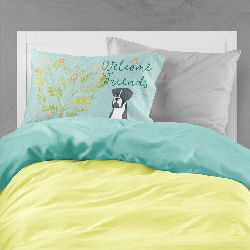 Welcome Friends Black Boxer Fabric Standard Pillowcase BB7581PILLOWCASE