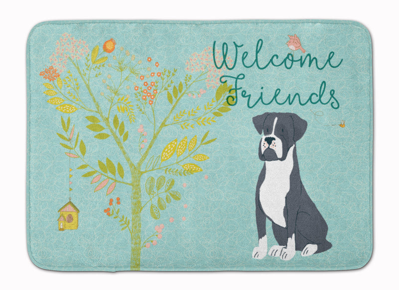 Welcome Friends Black Boxer Machine Washable Memory Foam Mat BB7581RUG