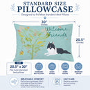 Welcome Friends Black White Collie Standard Pillowcase Lightweight Super Soft Easy Care Decorative Artwork Pillowcase, Standard