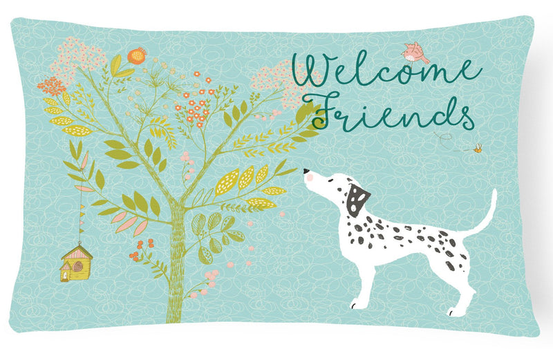 Welcome Friends Dalmatian Canvas Fabric Decorative Pillow BB7585PW1216