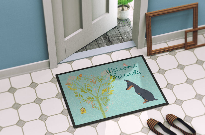 Welcome Friends Doberman Pinscher Indoor or Outdoor Mat 24x36 BB7586JMAT