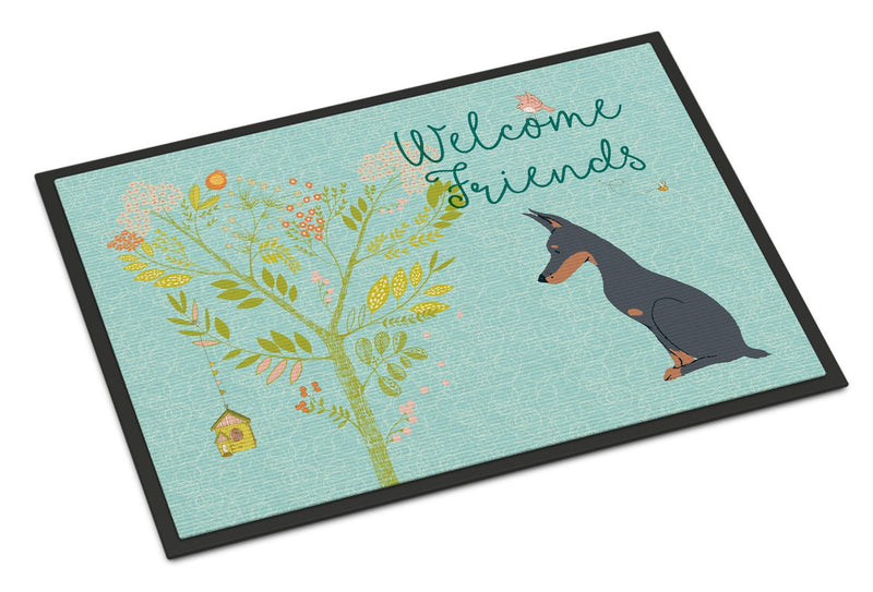 Welcome Friends Doberman Pinscher Indoor or Outdoor Mat 24x36 BB7586JMAT