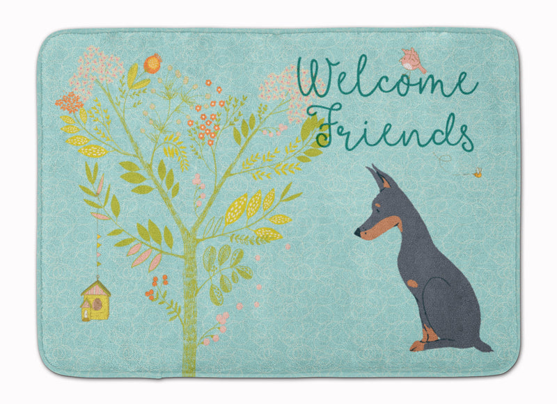 Welcome Friends Doberman Pinscher Machine Washable Memory Foam Mat BB7586RUG