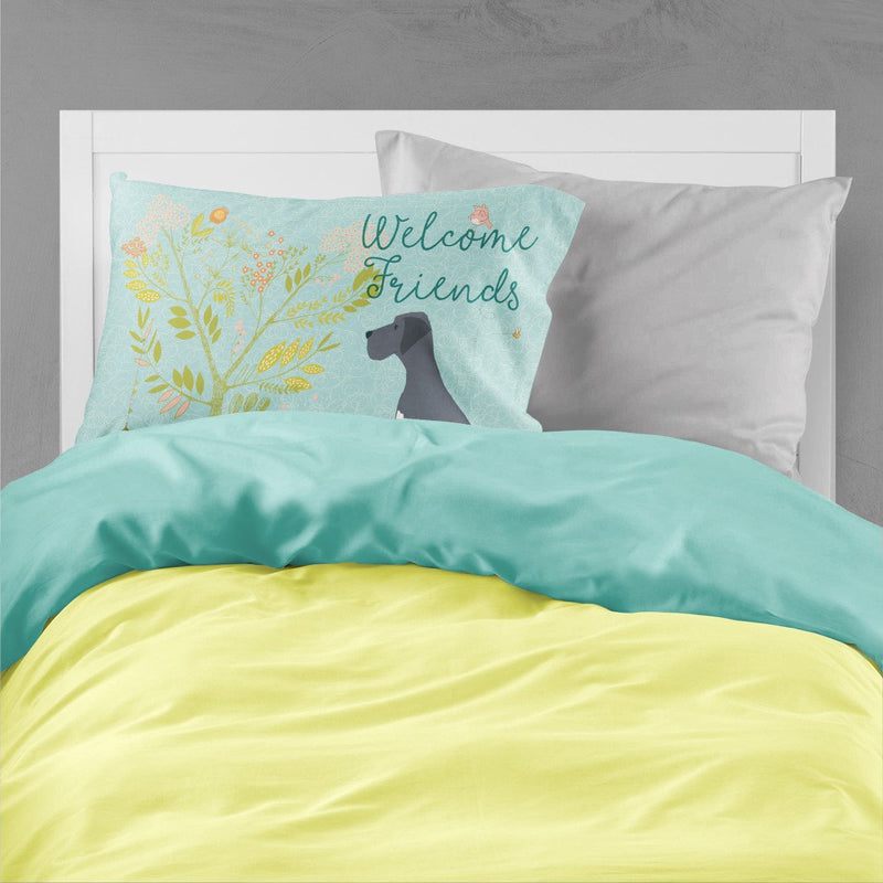 Welcome Friends Black Great Dane Fabric Standard Pillowcase BB7587PILLOWCASE