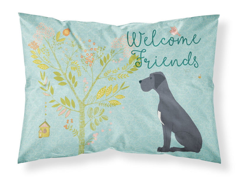 Welcome Friends Black Great Dane Fabric Standard Pillowcase BB7587PILLOWCASE