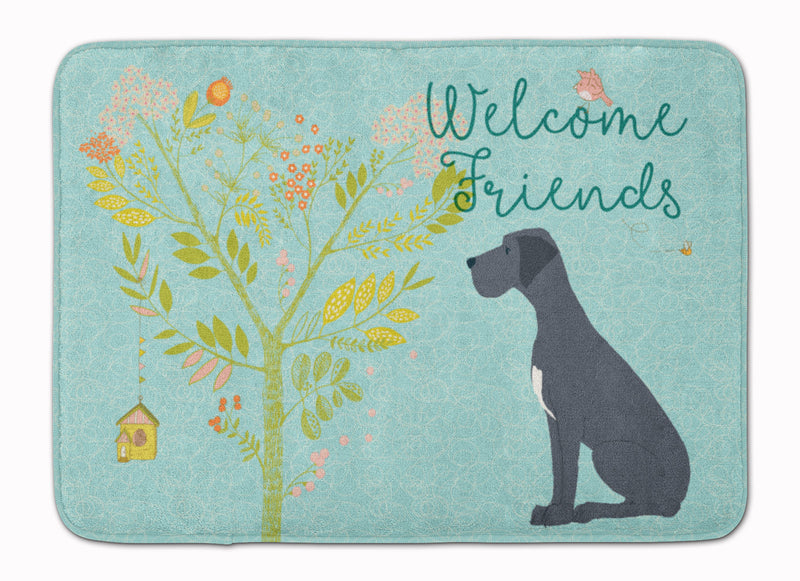 Welcome Friends Black Great Dane Machine Washable Memory Foam Mat BB7587RUG