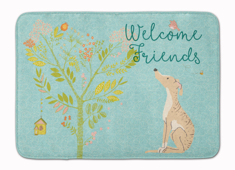 Welcome Friends Brindle Greyhound Machine Washable Memory Foam Mat BB7591RUG