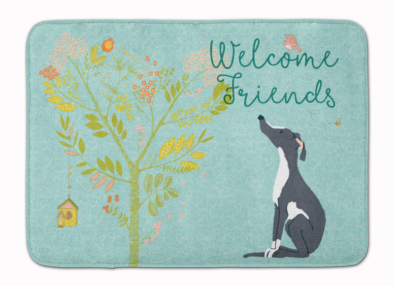 Welcome Friends Black White Greyhound Machine Washable Memory Foam Mat BB7592RUG