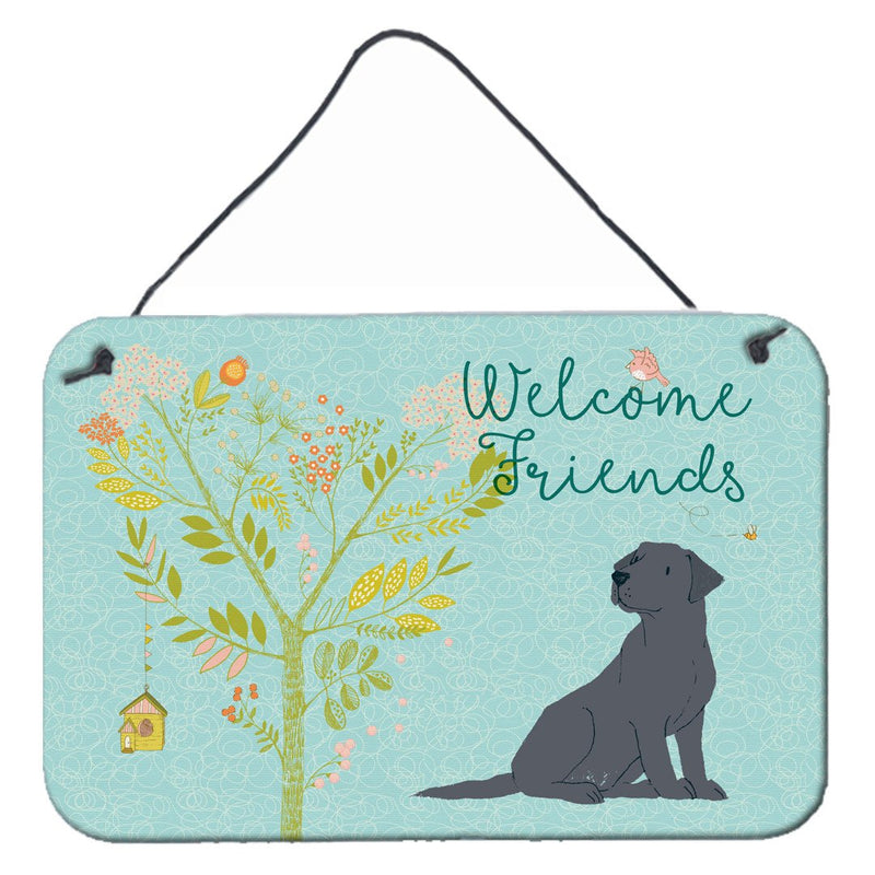 Welcome Friends Black Labrador Retriever Wall or Door Hanging Prints BB7595DS812