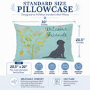 Welcome Friends Black Labrador Retriever Standard Pillowcase Lightweight Super Soft Easy Care Decorative Artwork Pillowcase, Standard