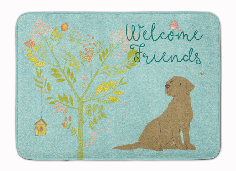 Welcome Friends Chocolate Labrador Retriever Machine Washable Memory Foam Mat BB7597RUG