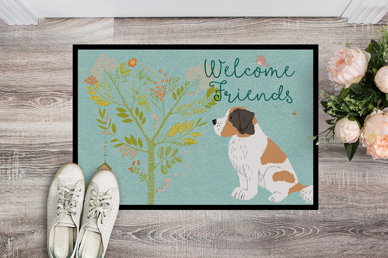 Welcome Friends Saint Bernard Indoor or Outdoor Mat 18x27 BB7599MAT