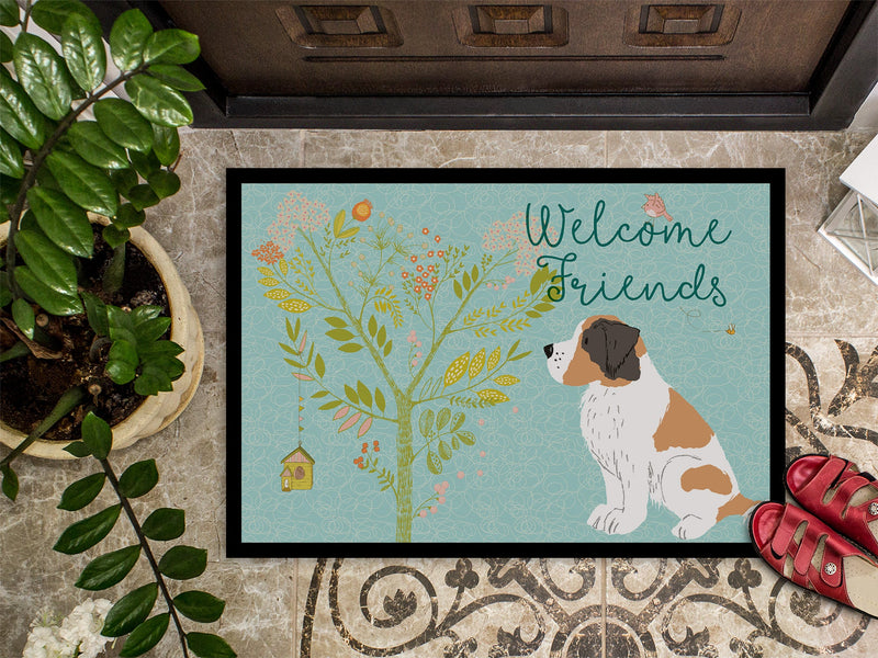 Welcome Friends Saint Bernard Indoor or Outdoor Mat 18x27 BB7599MAT