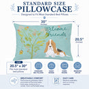 Welcome Friends Basset Hound Standard Pillowcase Lightweight Super Soft Easy Care Decorative Artwork Pillowcase, Standard
