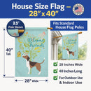 Welcome Friends Beagle House Flag 28x40 Porch Sleeve Pole Decorative Outside Yard Banner Artwork Wall Hanging, Polyester