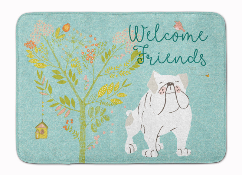 Welcome Friends English Bulldog White Machine Washable Memory Foam Mat BB7603RUG