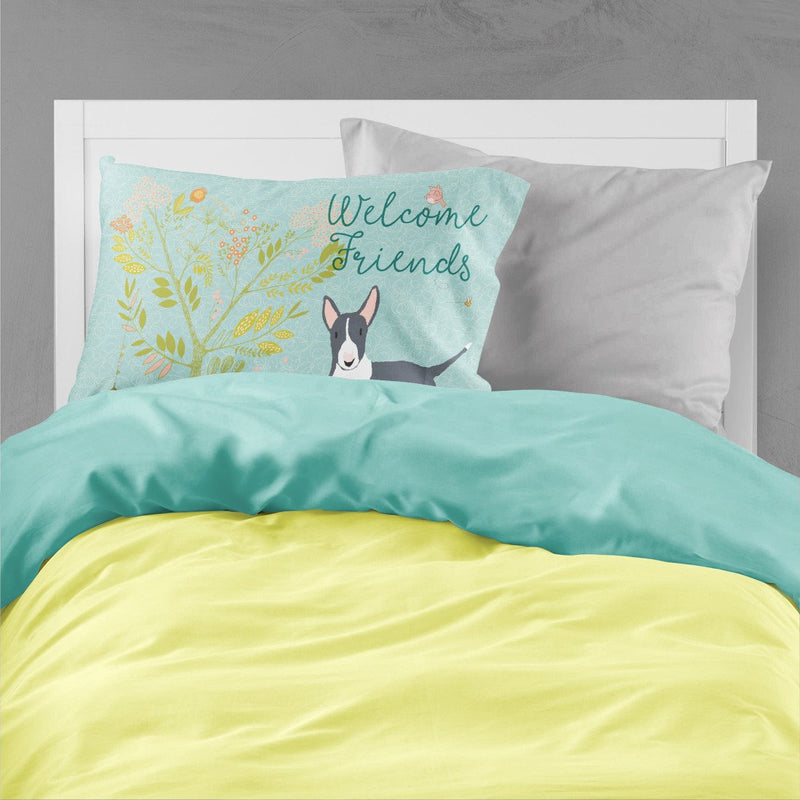 Welcome Friends Black Bull Terrier Fabric Standard Pillowcase BB7604PILLOWCASE