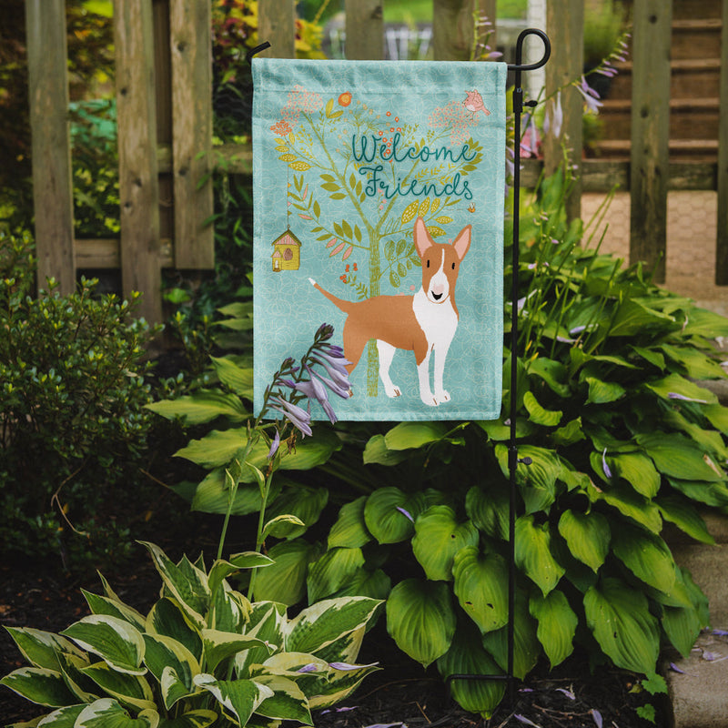 Welcome Friends Brown Bull Terrier Flag Garden Size BB7605GF