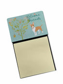 Welcome Friends Brown Bull Terrier Watercolor Sticky Note Holder Refillable Dispenser Desk Accessory 3x3 Pad Gift