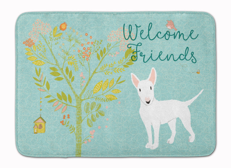 Welcome Friends White Bull Terrier Machine Washable Memory Foam Mat BB7606RUG