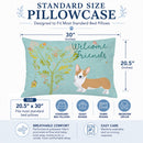 Welcome Friends Pembroke Welsh Corgi Red Standard Pillowcase Lightweight Super Soft Easy Care Decorative Artwork Pillowcase, Standard