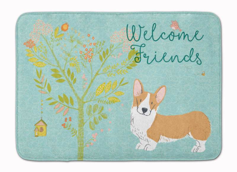 Welcome Friends Pembroke Welsh Corgi Red Machine Washable Memory Foam Mat BB7608RUG