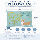 Welcome Friends Cardigan Welsh Corgi Red Standard Pillowcase Lightweight Super Soft Easy Care Decorative Artwork Pillowcase, Standard