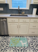 Welcome Friends White Poodle Memory Foam Kitchen Mat Machine Washable Anti-Fatigue Cushion Comfort Bath or Kitchen Rug