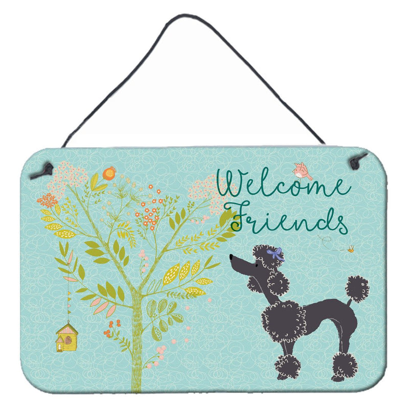 Welcome Friends Black Poodle Wall or Door Hanging Prints BB7615DS812