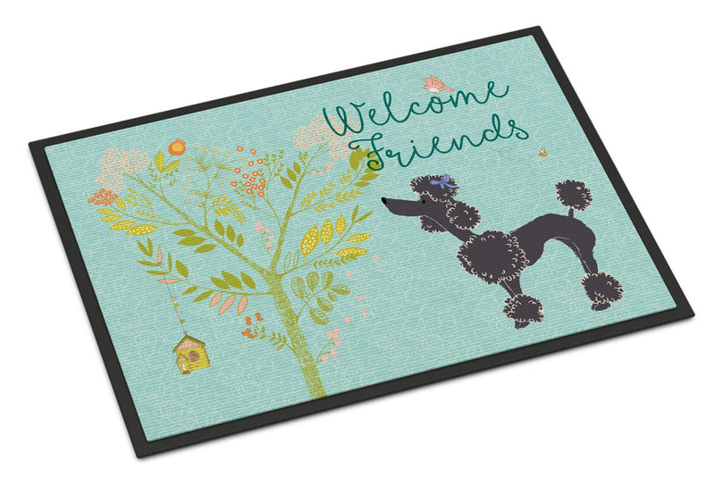 Welcome Friends Black Poodle Indoor or Outdoor Mat 24x36 BB7615JMAT