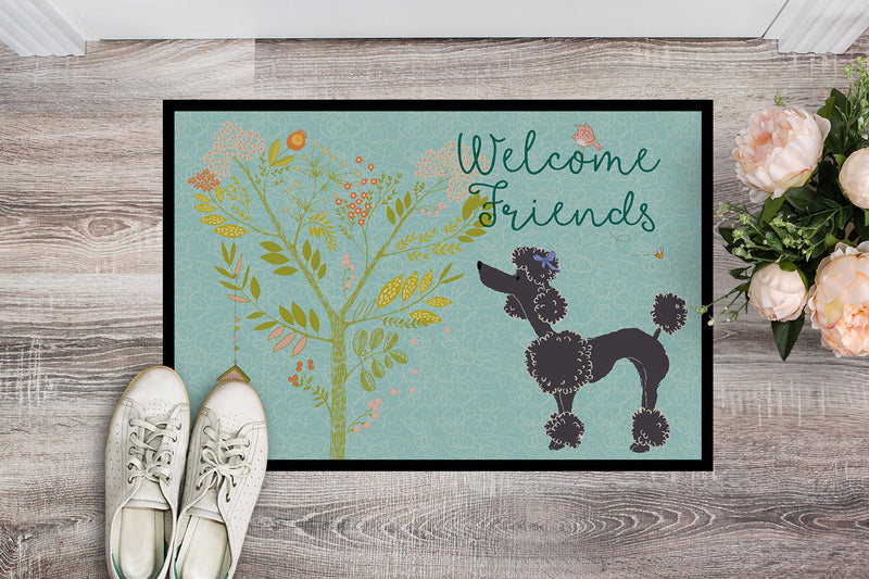 Welcome Friends Black Poodle Indoor or Outdoor Mat 18x27 BB7615MAT