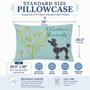 Welcome Friends Black Poodle Standard Pillowcase Lightweight Super Soft Easy Care Decorative Artwork Pillowcase, Standard