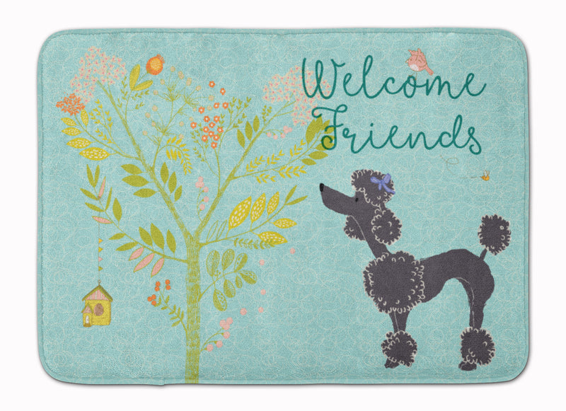 Welcome Friends Black Poodle Machine Washable Memory Foam Mat BB7615RUG