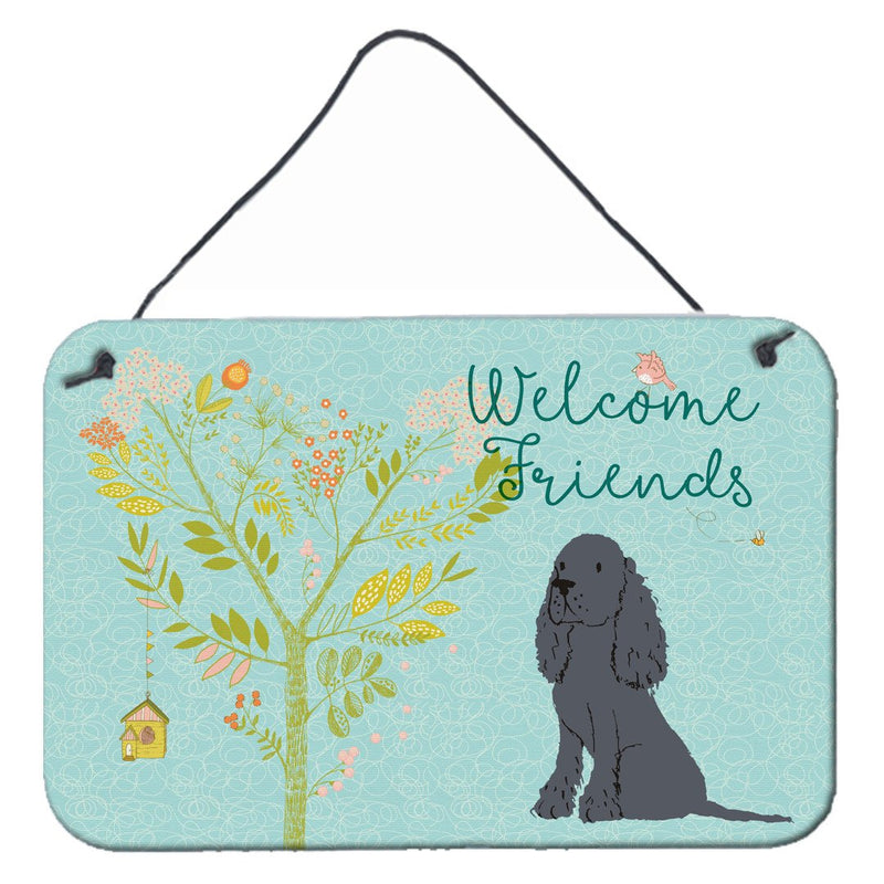 Welcome Friends Black Cocker Spaniel Wall or Door Hanging Prints BB7618DS812