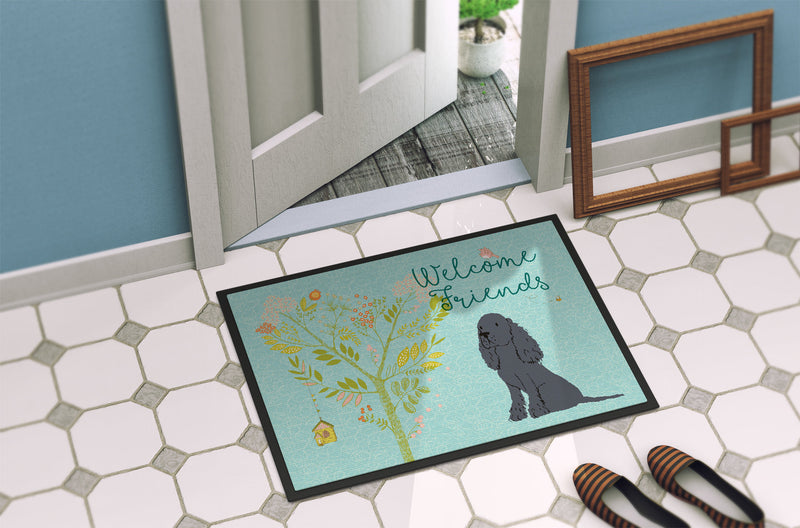 Welcome Friends Black Cocker Spaniel Indoor or Outdoor Mat 18x27 BB7618MAT