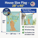 Welcome Friends Buff Cocker Spaniel House Flag 28x40 Porch Sleeve Pole Decorative Outside Yard Banner Artwork Wall Hanging, Polyester