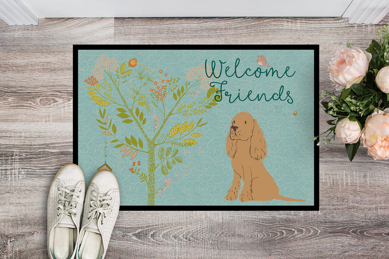 Welcome Friends Buff Cocker Spaniel Indoor or Outdoor Mat 18x27 BB7619MAT